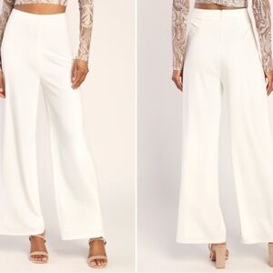 LULUS Wedding Bridal Shower Engagement Honeymoon Chic Stretch Wide Leg Pant